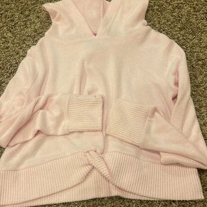 Size 7/8 pink hooded sweater. Super soft and never worn.